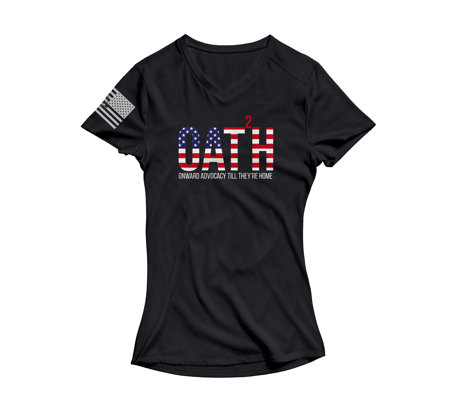All Ways Caring Team - My Oath Color Short Sleeve V-Neck - Black - White Print