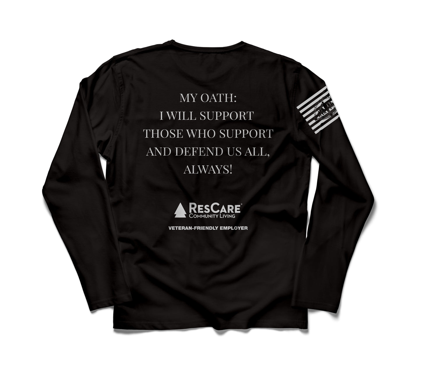 ResCare Team - My Oath Color Long Sleeve T-Shirt - Black - White Print