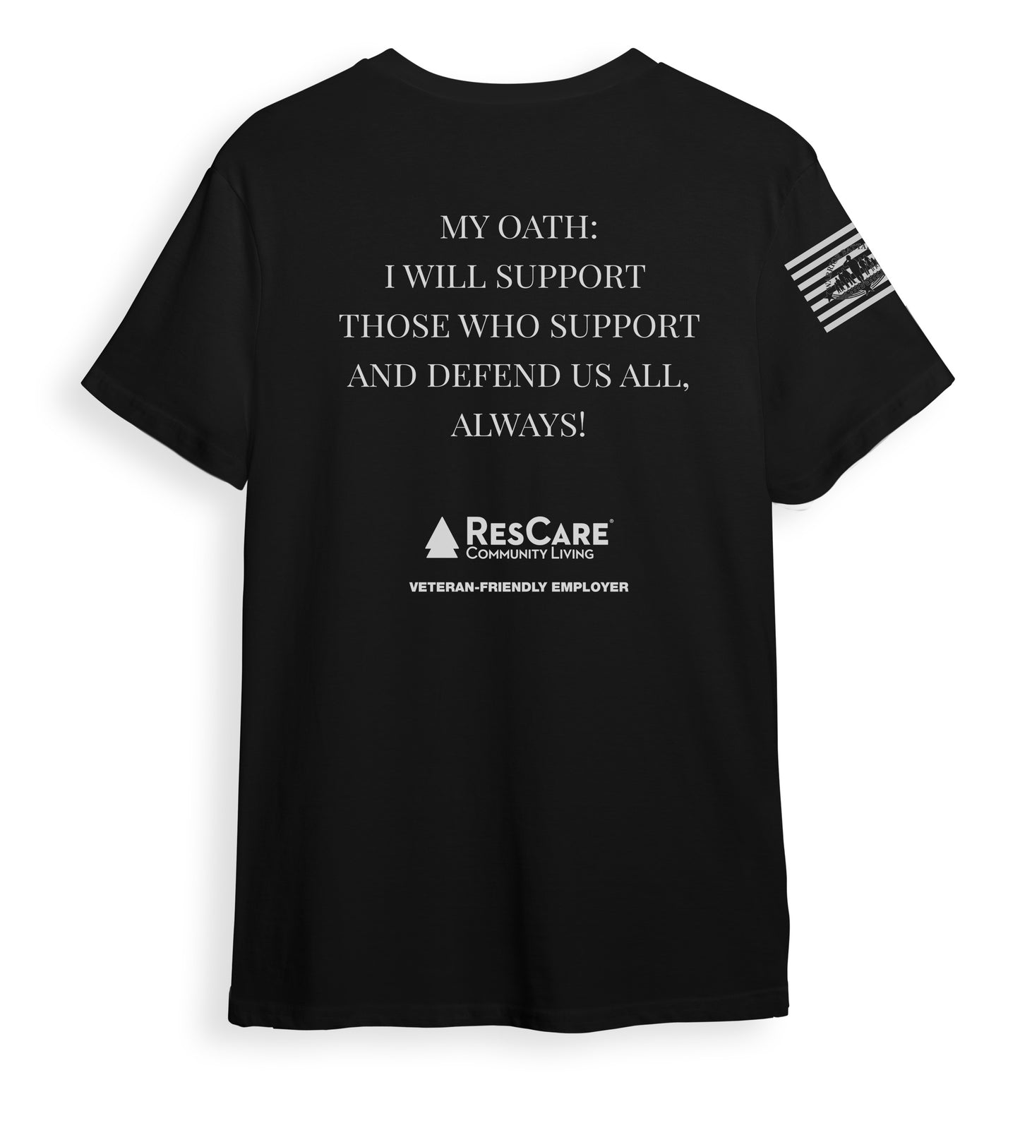 ResCareTeam - My Oath Color Short Sleeve T-Shirt - Black - White Print
