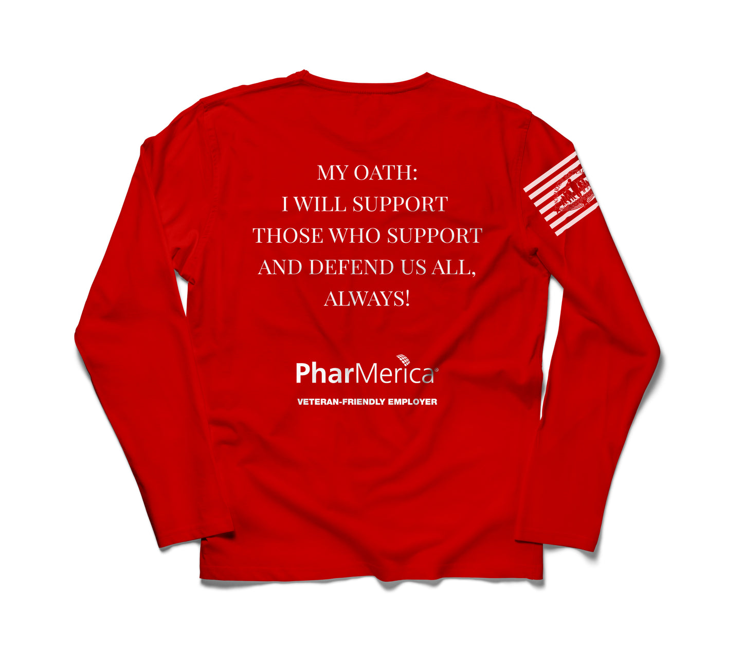 PharMerica Team - My Oath Neutral Long Sleeve T-Shirt - RED - White Print