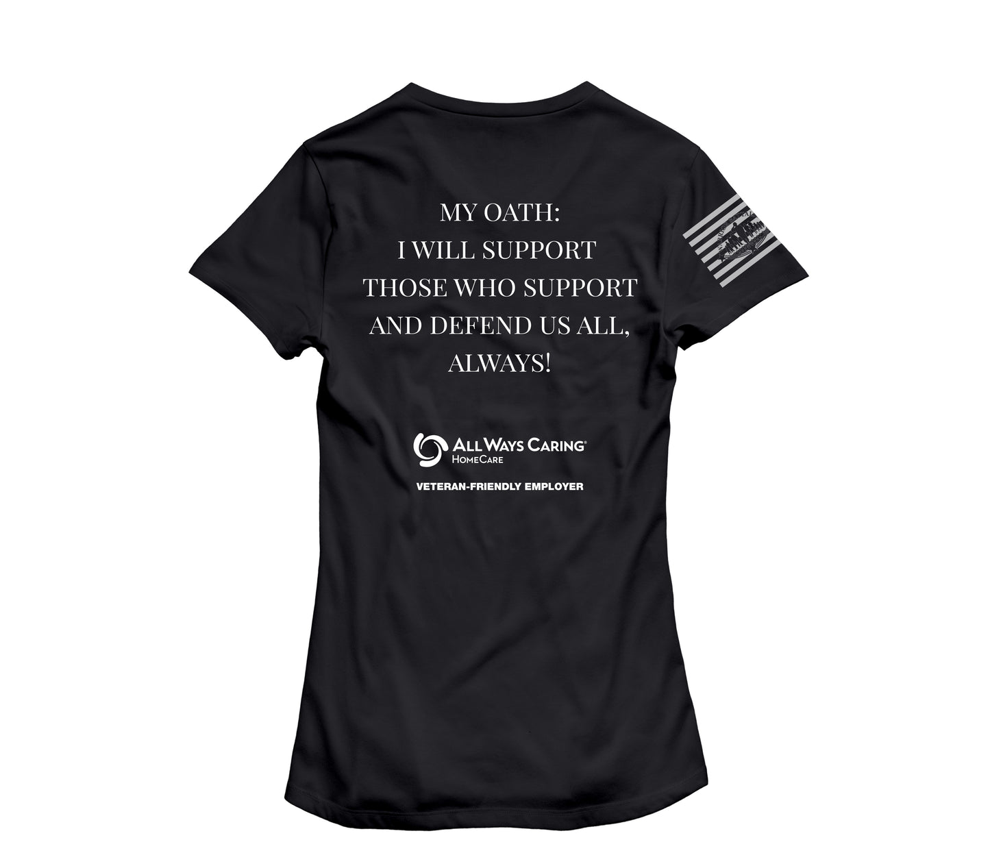 All Ways Caring Team - My Oath Color Short Sleeve V-Neck - Black - White Print