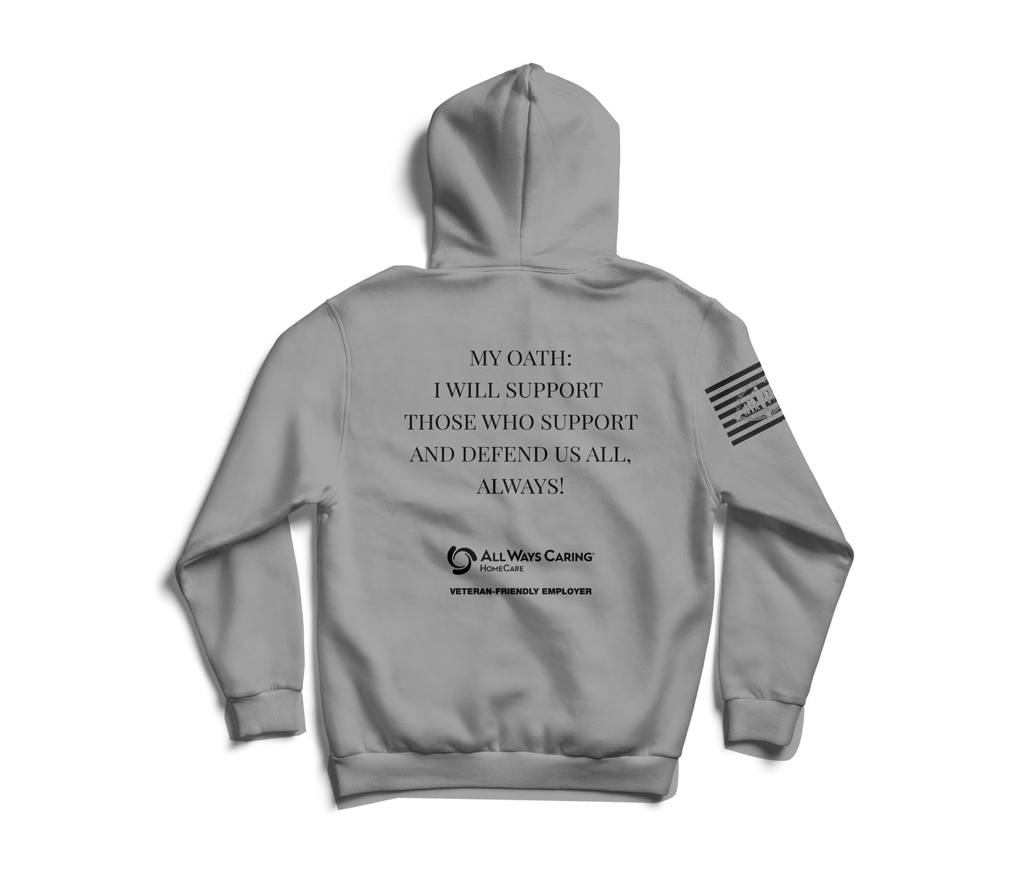 All Ways Caring Team - My Oath Neutral Hooded Sweatshirts - Gray - Black Print