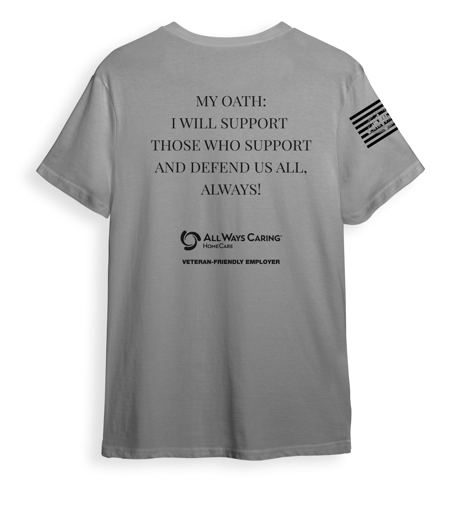 All Ways Caring Team - My Oath Neutral Short Sleeve T-Shirt - Gray - Black Print