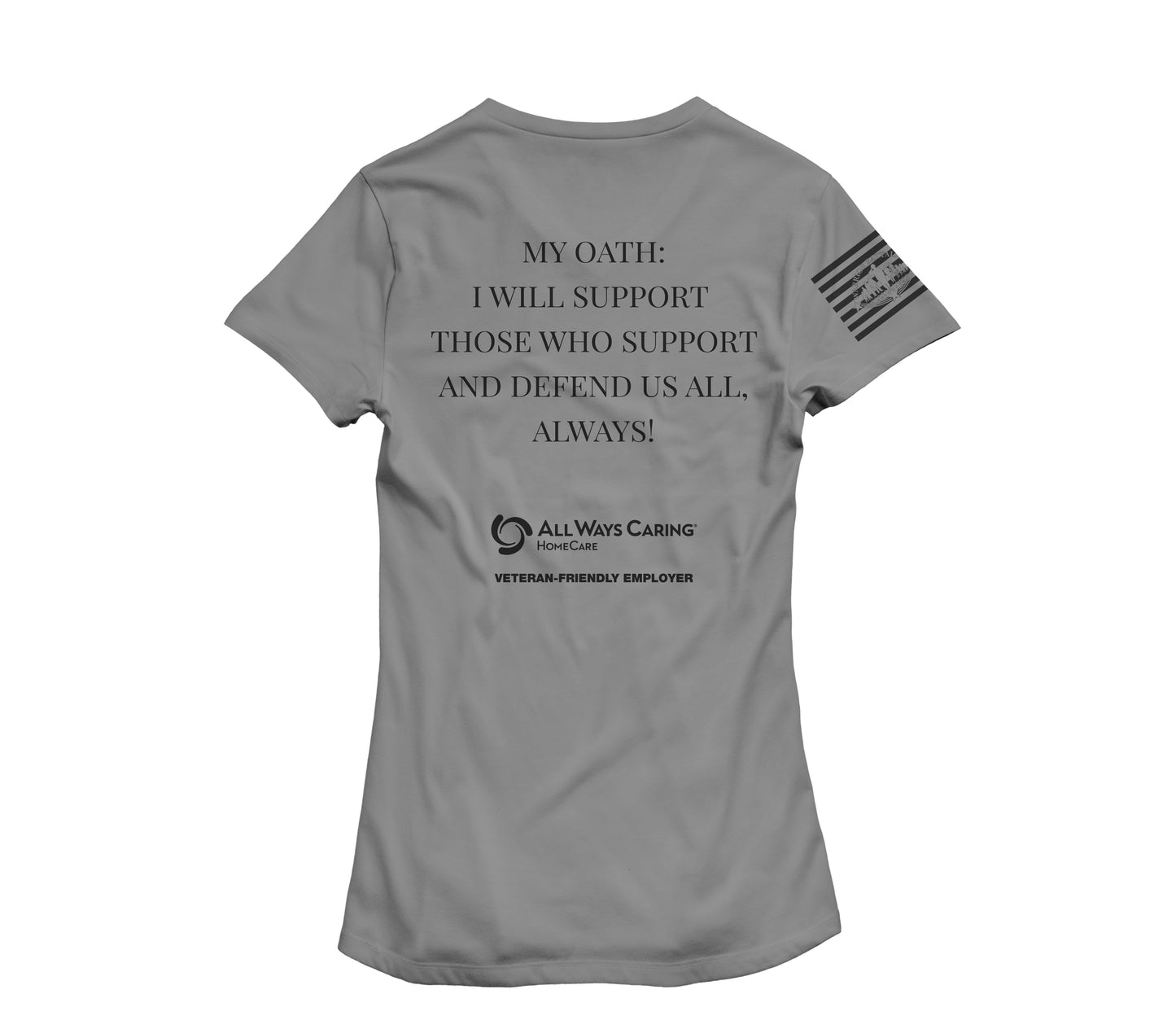 All Ways Caring Team - My Oath Neutral Short Sleeve V-Neck - Gray - Black Print