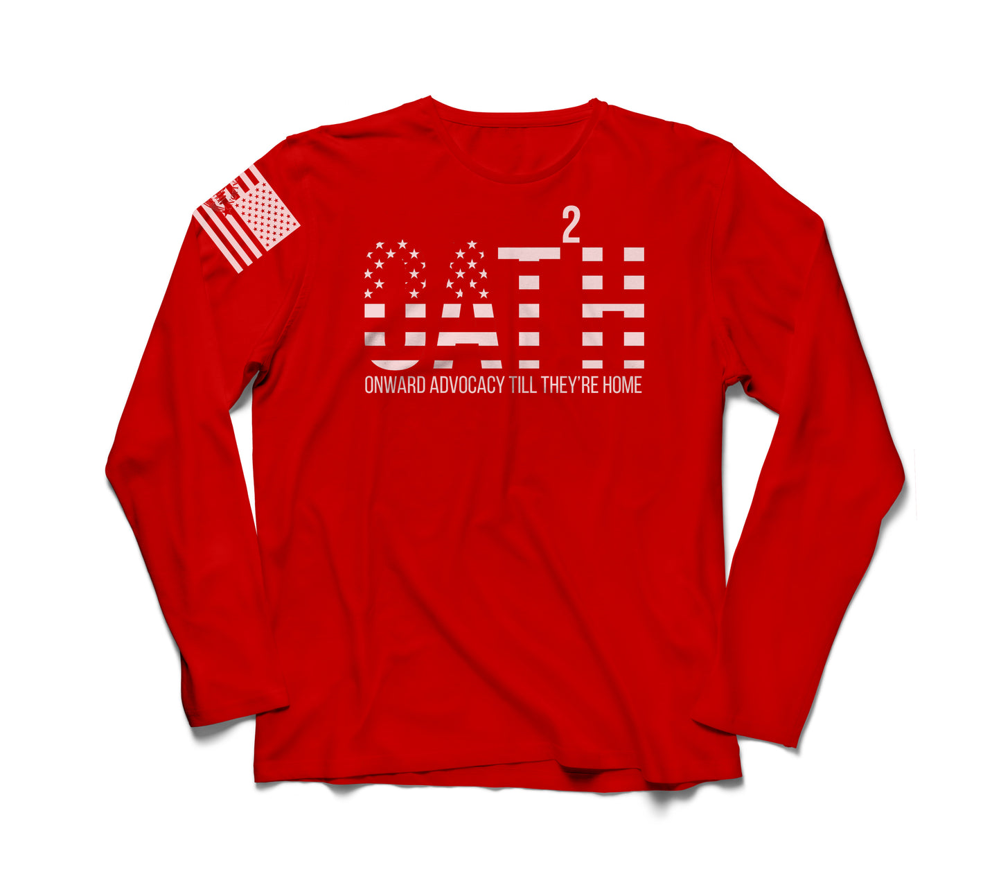 All Ways Caring Team - My Oath Neutral Long Sleeve T-Shirt - RED - White Print