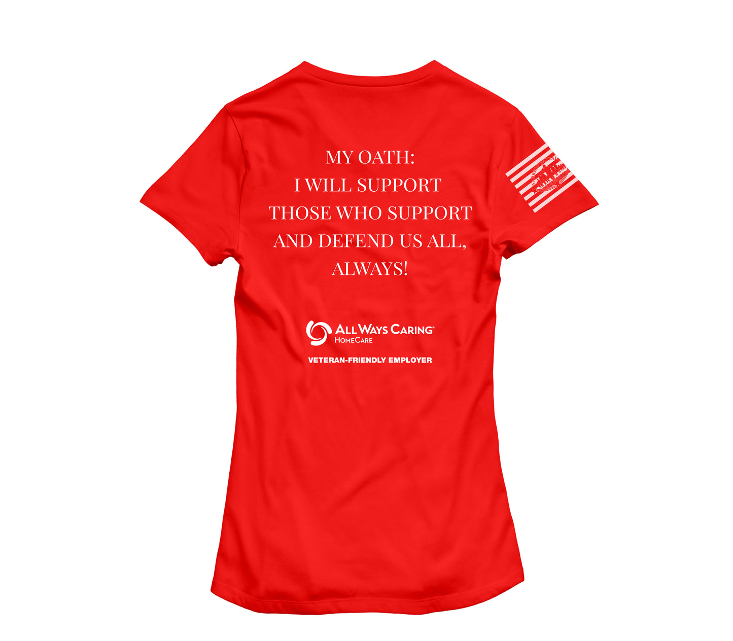 All Ways Caring Team - My Oath Neutral Short Sleeve V-Neck - RED - White Print